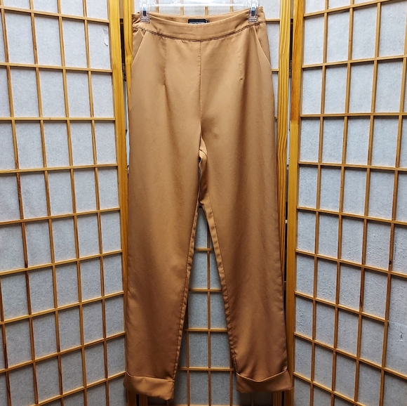 🐫 PrettyLittleThing Camel Dressy Pants Slacks Womens 4/ XS - Picture 1 of 4